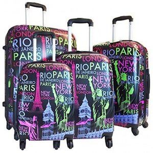 Set of 4 - World Traveler Suitcase with Spinner Wheels London, Paris, New York,…